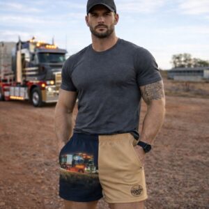 Night Truck road train shorts Australia Country Dust