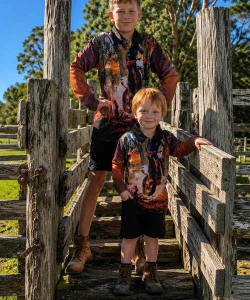 This dirt bike polo shirt combines a fun, adventurous design with durable fabric for active play. Its comfortable fit ensures all-day ease, making it ideal for young dirt bike enthusiasts.