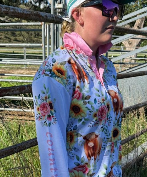 Highland Cow Pink Polo Shirt Adults