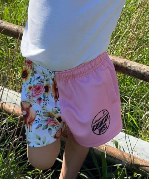 Kids Pink Short with Highland Cows